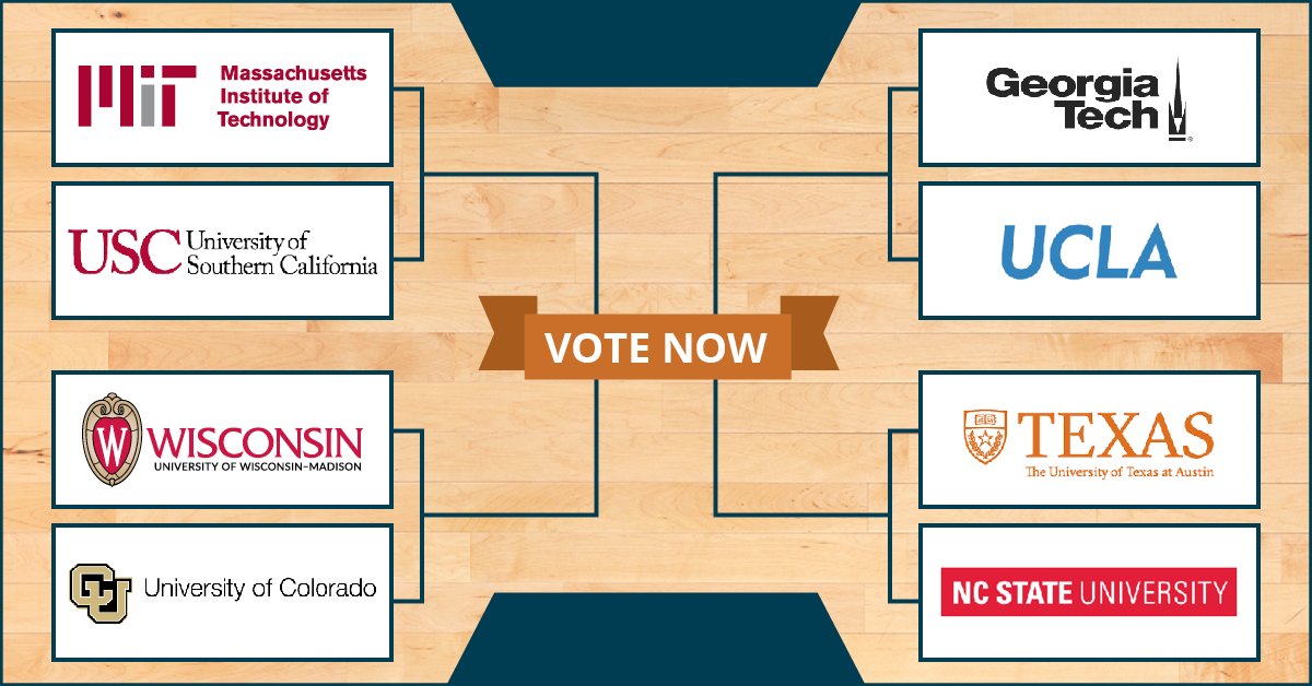 ElectronicDesgn's tweet photo. Voting is now open for this year's #EUBracketChallenge! #Vote for the chance to #winbig! #engineers @MIT @USC @UWMadison @CUBoulder @GeorgiaTech @UCLA @UTAustin @NCState https://t.co/YjIvC5xv8X https://t.co/GUmefvP7gM