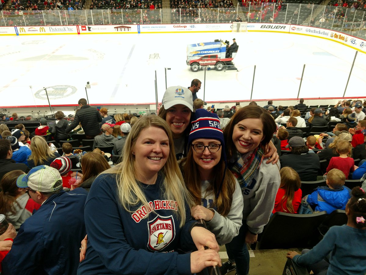 OronoUnified's tweet photo. Orono female math department reppin' at the game!!! Go Orono!!! ♥️💙 #iwanttodriveazamboni https://t.co/UiNW2n62ZE