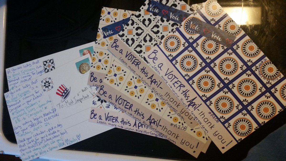 @Vote4Arizona @DPIndivisible @Herrera4AZ @az_resist @C_Dub_Love @StephH_AZ I'm too far away to canvas but I'm helping get the word out with #PostcardsToVoters to #AZ08! We're all rooting for you!