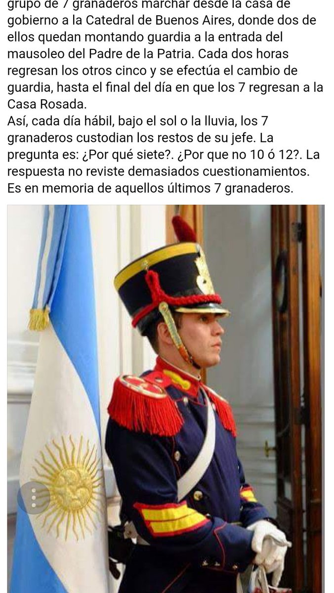 UNA EXCELENTE HISTORIA PARA APRENDER Y RECORDAR
¿Sabes xq son 7 los Granaderos q custodian el cuerpo de San Martin?👇👇