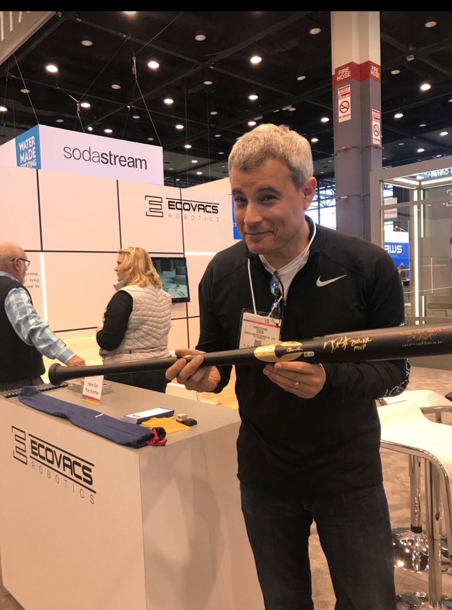 EcovacsUS's tweet photo. Today only - Come play darts at our booth at the Housewares Show in #Chicago for your chance to win a signed @KrisBryant_23 @Cubs bat // #giveaway #askDeebot #deebotlife #MLB #Baseball #IHHS2018 https://t.co/fNrQZz6MKF