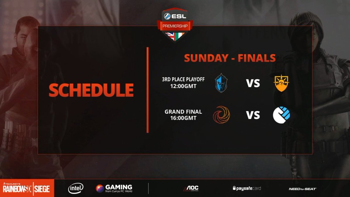 ESLUK's tweet photo. That's us done for today! Thanks to all the fans for watching and to our sponsors for making this possible! Here's the schedule for tomorrow. 

Kicking off the day with the 3rd/4th place match at 12pm GMT followed by the GRAND FINALS! See you then 👀 #ESLPrem https://t.co/PirtiXAXQI