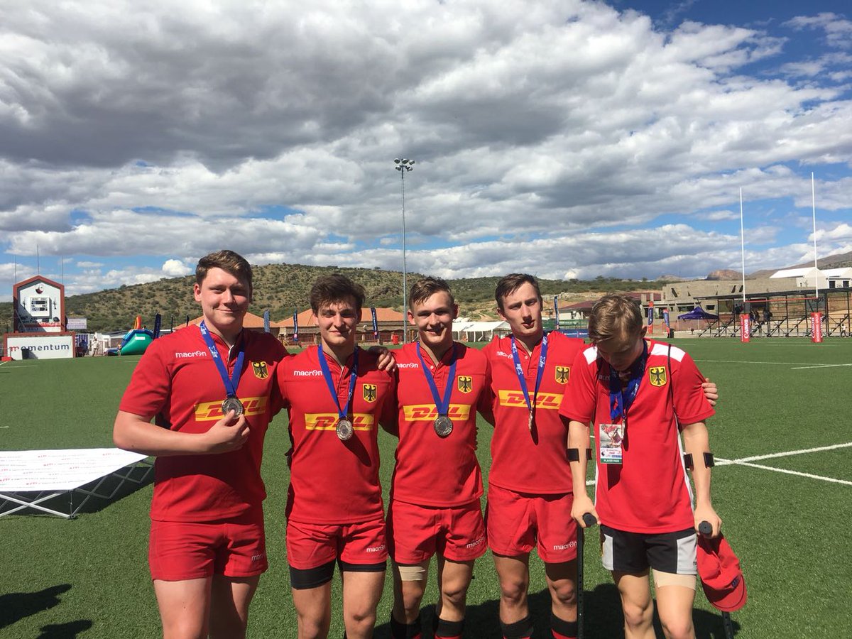 Berlin7sRugby's tweet photo. Runner-up in Windhoek! Congrats to our five @BerlinerRC players &amp; @DRVRugby U18 finishing  Capricorn Group 7s Tournament in @RugbyNamibia after a defeat against @Blitzboks U18 in the final. https://t.co/pUVm3hrK0v