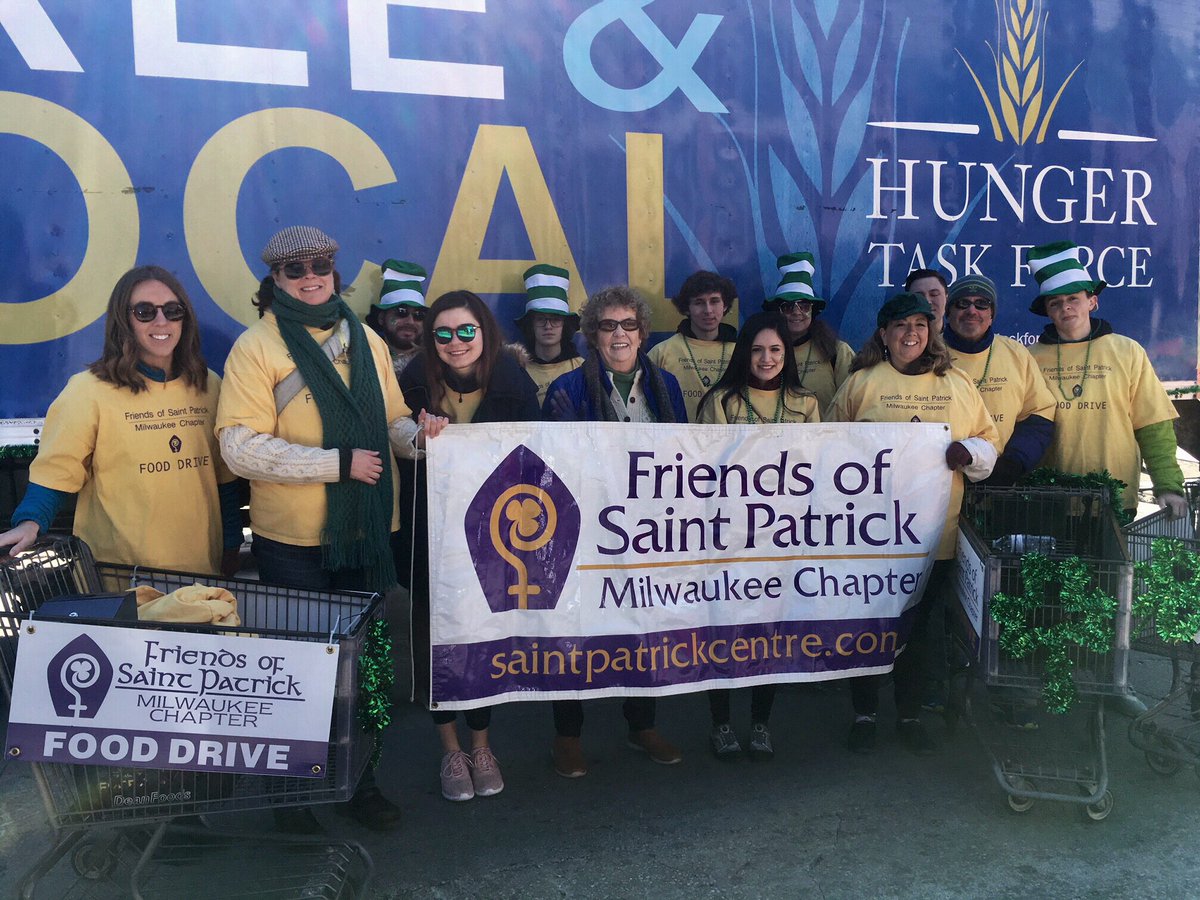 Sharing the Story of Downpatrick the Friends of Saint Patrick Centre, Milwaukee Chapter are on the move at the Downtown Milwaukee Parade and collecting for Hunger Task Force.
