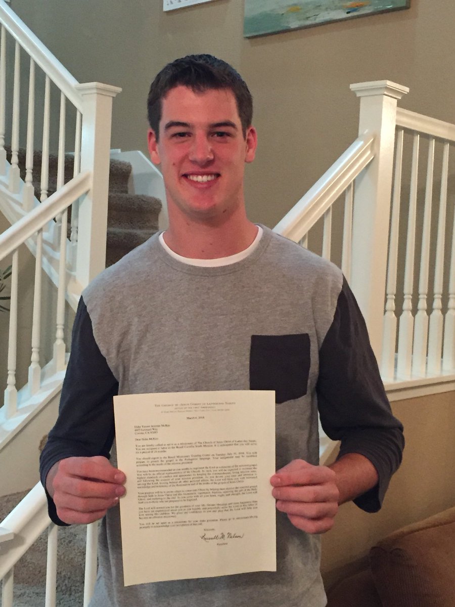 McKeeTmckee's tweet photo. For the next two years I will be serving the people of Brazil and speaking Portuguese! I was called to the Curitiba South mission and report to the Brazil Missionary Training Center on July 10th! I couldnβt be more excited! https://t.co/HmInz0SuXb