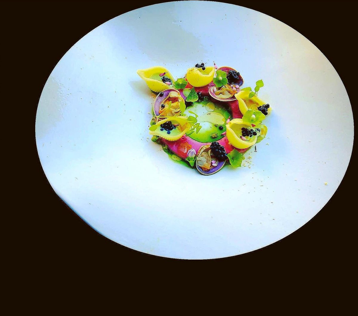TheBestChefApp's tweet photo. "Hope"
Marigold, clams, dill chlorophyll and clam water, pistachio pesto, mullet caviar, bottarga, black garlic oil
By Chef Stefano Carbone
The Best Chef App: https://t.co/OrLV8Y0SPP
#Chef #BestChef #TheBestChef #Italy
#ChefNetwork #BestChefNetwork #TheBestChefNetwork
#chefapp https://t.co/DJhAC2gdvR