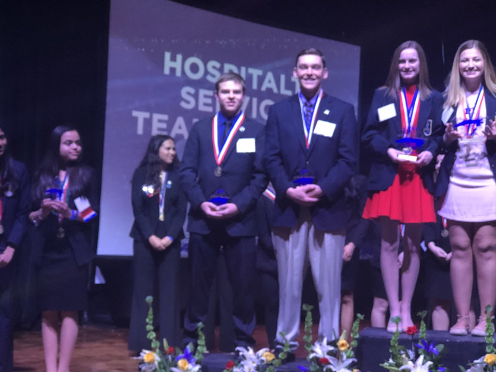 HSHSDECA's tweet photo. PLACERS AND FINALISTS!! 🏅🏆 Congratulations to Derek Summers/Brandon O’Laughlin and Jenna Klay/Caroline Fandel for finalist medals! Congratulations to Derek Summers and Brandon O’Laughlin for placing 3rd!! https://t.co/kmm1X206Lx