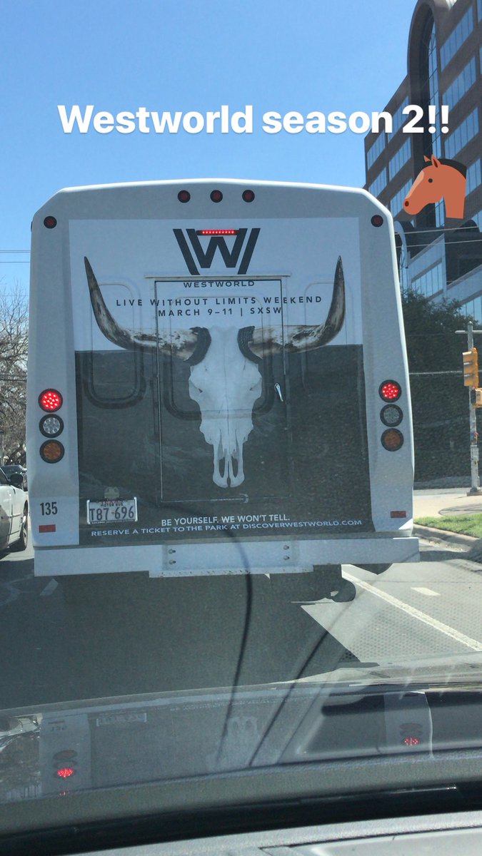 I was driving in south Austin and there i see @WestworldHBO shuttle right in front of me. I want to work for Delos corporation! #SXSWestworld #needaticket