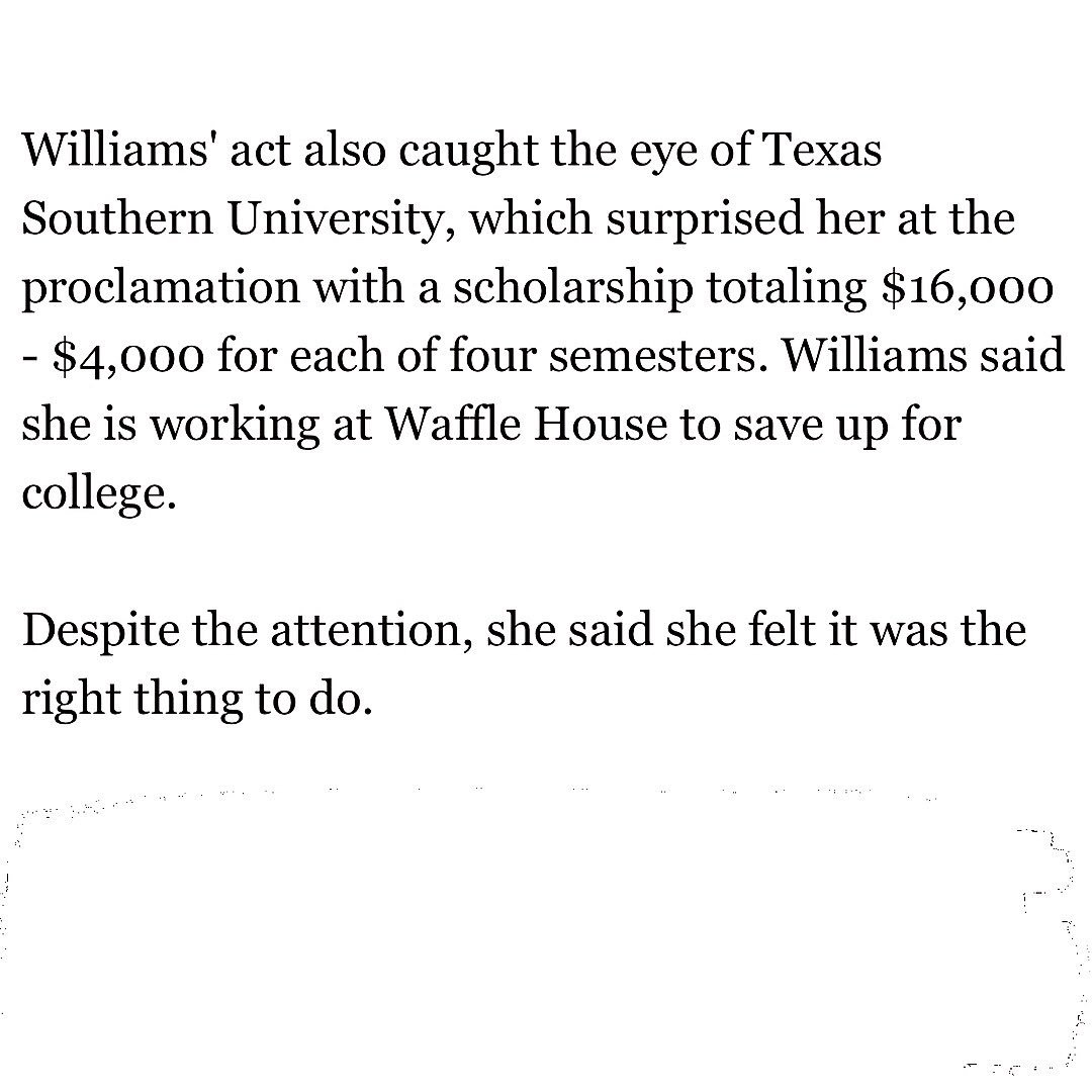 livelifenice's tweet photo. You never know what a simple act of kindness can lead to. 18 year old Evoni Williams is here being given a $16,000 scholarship to TSU and a day named after her. Honest proof that a small act of understanding &amp; kindness can go such a long way. (Credit Laura Wolf FB) https://t.co/VB5uEMsoSa