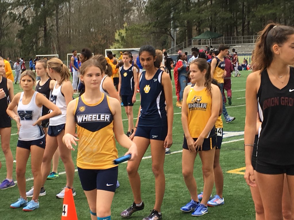 Wheeler_High's tweet photo. At the Zaxbys Wheeler Relays our athletes are preparing for the 4 x 800.  Good luck!  @Zaxbys2080LRR https://t.co/znMXQVGnea
