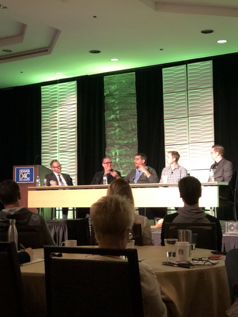 shannonewing's tweet photo. .@richardtitus .@ErikVoorhees .@ShawnOwenSALT and Peter Vessenes discussing the future of #blockchain tech at #Day4Crypto hosted by .@SaltLending. #crypto #btc #eth #pre #presearch https://t.co/aJXg65ocQ1