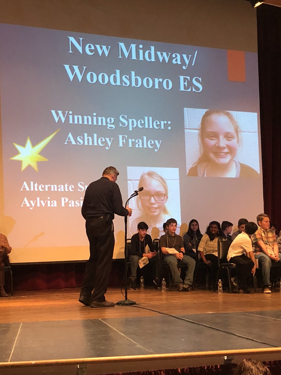 ReadingCramer's tweet photo. Cheering NewMidway-Woodsboro Spelling Bee Champ at County Spelling Bee. #nmwroars #elafcps https://t.co/QnIrOIqC69