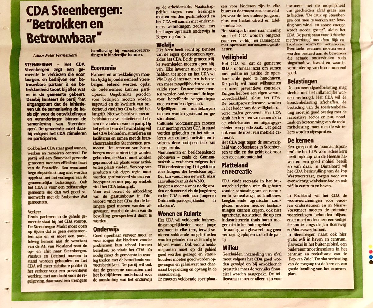 CDATeam0167's tweet photo. Ons CDA team (lijst 5) in de Steenbergse Courant.
Wij zijn er voor jou! #HeelSteenbergenStemt 

Betrouwbaar &amp; Betrokken!🍀
#CDA #GR2018 #GemeenteSteenbergen #elkestemtelt
#steenbergen #dinteloord #nieuwvossemeer #kruisland #welberg #deheen  #Team0167 https://t.co/Fbyy1lo13h