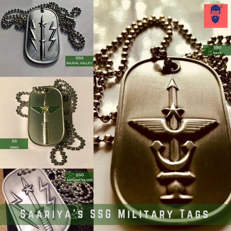 SAARIYAS's tweet photo. Saariya's SSG Inspired Military Tags
3D raised 2.5mm thick Solid Iron
SSG Rajgal Valley Shiny Silver : Rs-1200
SSG Antique Silve
#SSG #SaariyasbetheMan #SSWING #SSGCommandos #PakistanArmy #Dogtag #PakistanArmy #PakistanAirforce #PakistanNavy #PakistanDefence #MilitaryTags https://t.co/eK8MEV70E3