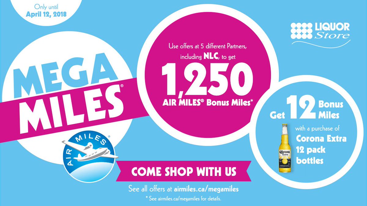 nlliquor's tweet photo. Shop your way to 1,250 @AIRMILES with great offers like 12 Bonus Miles on @corona 12-packs! #megamiles https://t.co/GTD69VdAhy