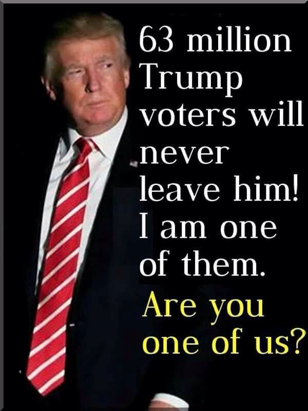 mdnetworkop's tweet photo. 63 million Trump voters will never leave him.

I am one of them.

RETWEET if you are too!

#MAGA 🇺🇸 by #SidneyPenny1 https://t.co/3bnRv0T4zi