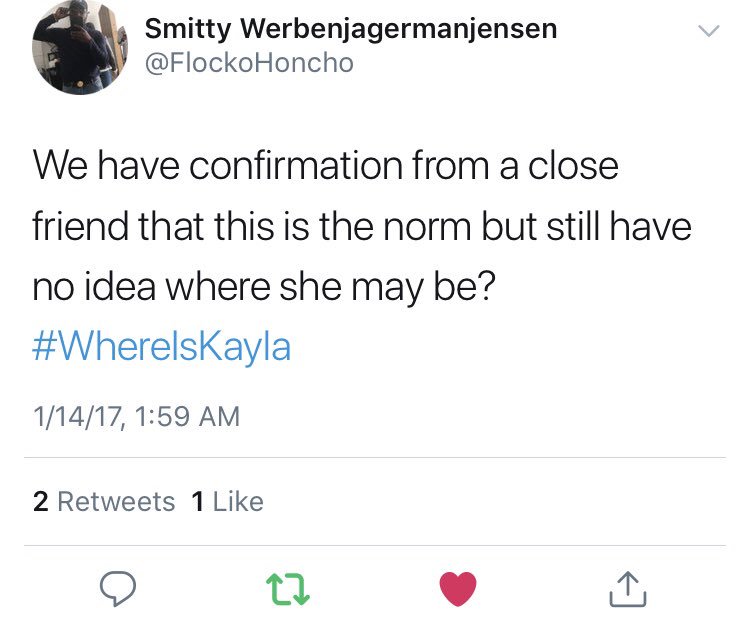 kaylakayonie's tweet photo. remember that time i told my roommates i was leaving after a night out but they were both too drunk to remember so i woke up the next morning to a bunch of COMPLETE STRANGERS tweeting #whereiskayla https://t.co/zyJhYTMOdi