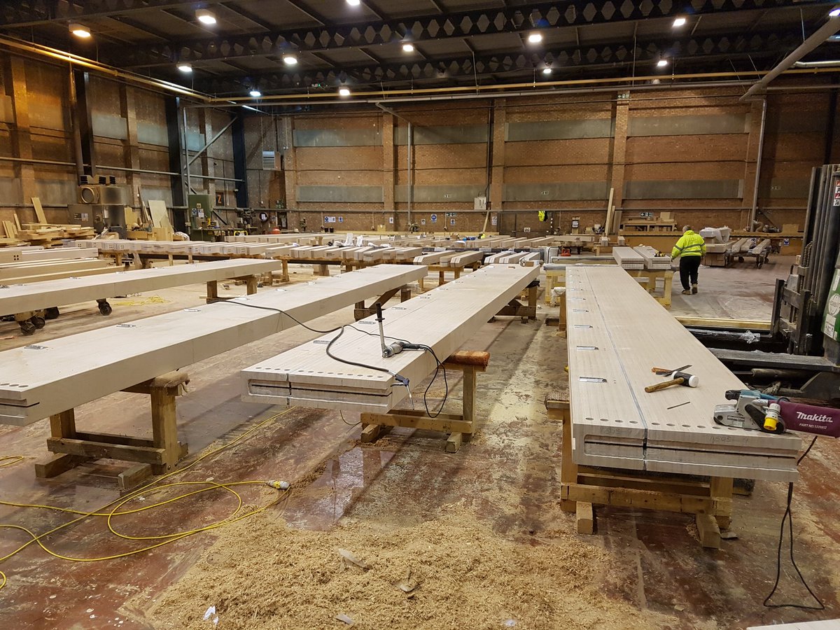 CTManufacturers's tweet photo. Baubuche beams ready for delivery for phase 3 of the Anna Freud project #baubuche #pollmeier @WillmottDixon @WebbYates @penoyreprasad https://t.co/u0VHMFahNx