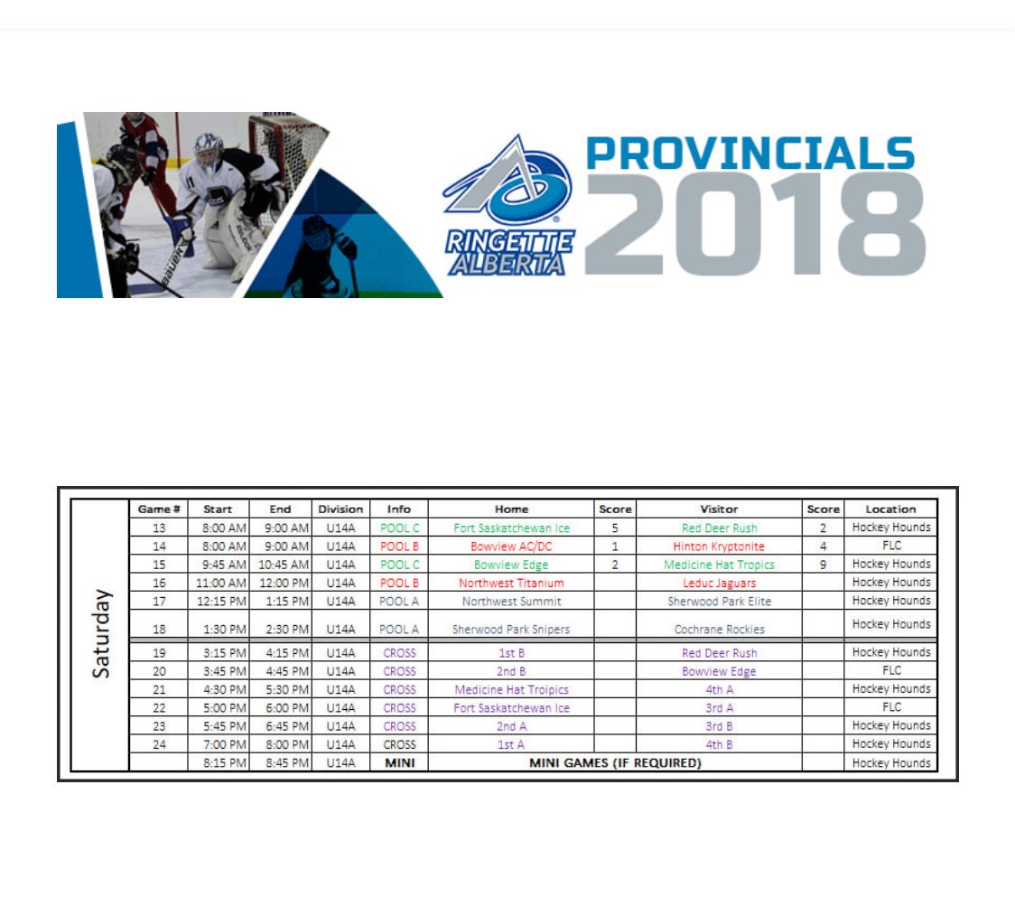 u14AProv2018's tweet photo. Here is the latest schedule https://t.co/HHPHoENFKw