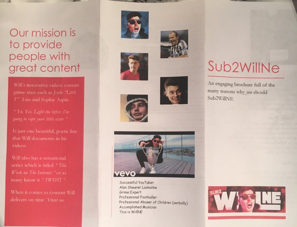 laurnotlaw's tweet photo. happy birthday @Will__NE , to honour your special day I made a beautiful leaflet to showcase your talent. Also for the free merch ting https://t.co/yHaq6Mn9qA