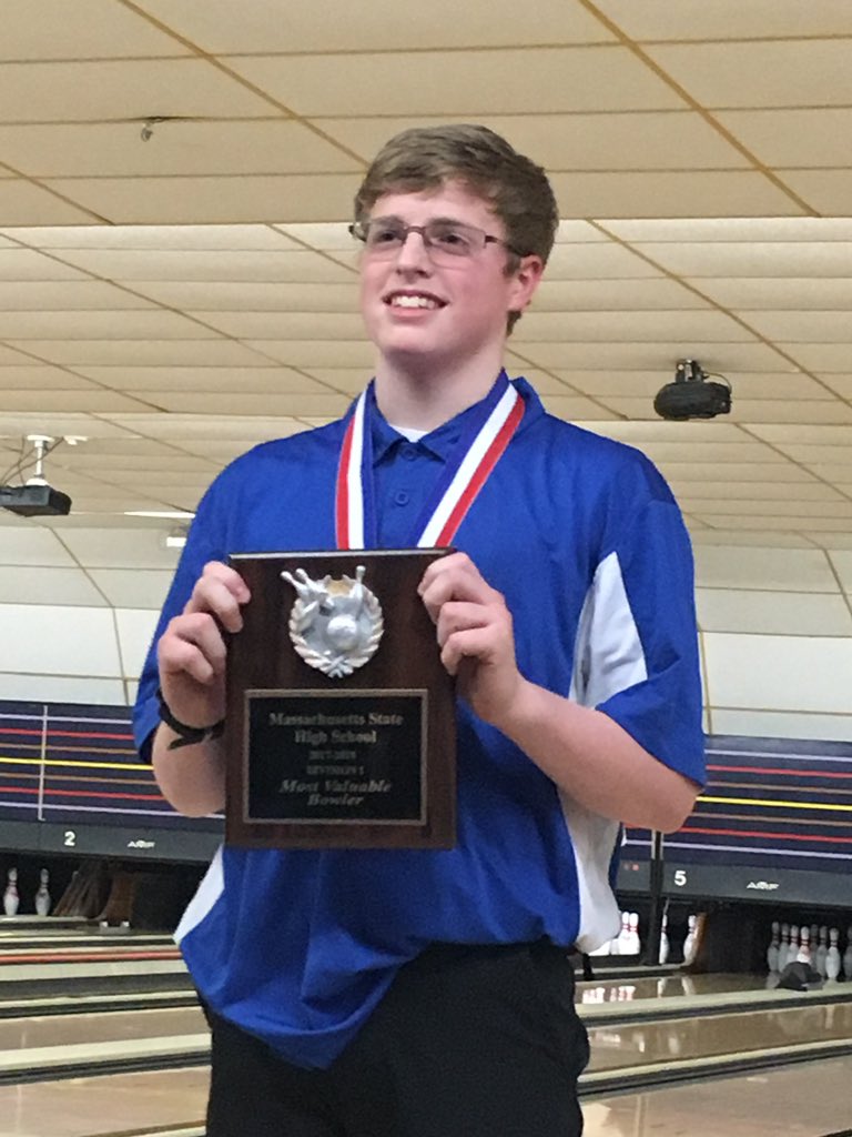 dwhite0636's tweet photo. Congrats #WRHS on winning the Mass State Bowling Championship and to my Alex White for receiving the MVP award! #GoBlue https://t.co/eKNdKXUSd6