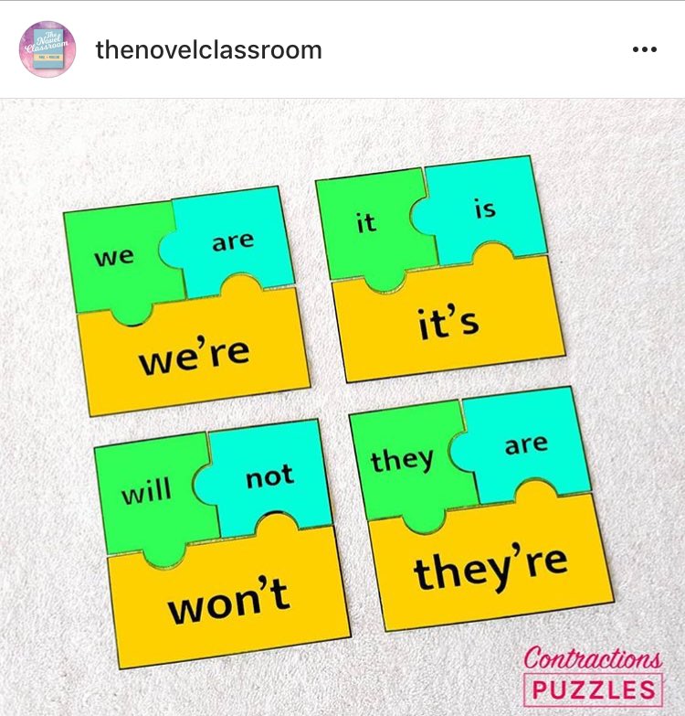 MelMc205's tweet photo. I love this idea for teaching contractions #acuedu_p https://t.co/K0dXFUNdkD