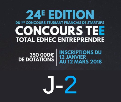 concoursTEE's tweet photo. [ TIC TAC TIC TAC ] 
La fermeture des inscriptions approche ! Plus que deux jours pour inscrire votre startup sur https://t.co/3ktbdnHCYP ! 
#startup #entrepreneurs #innovation #business #goal #win #reward https://t.co/5BhRL9JBiE