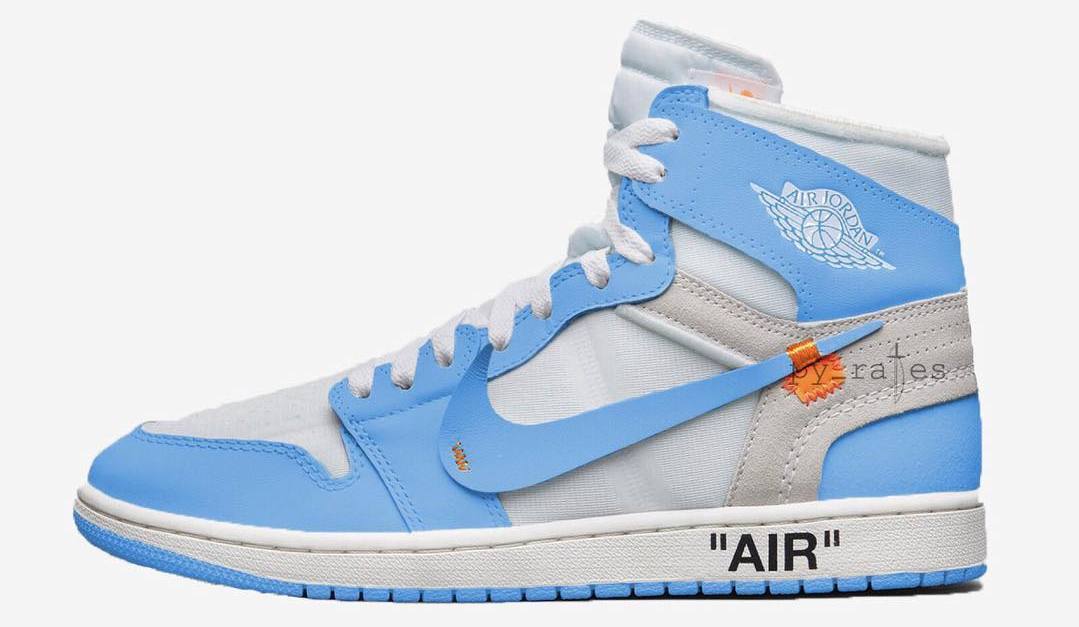 ComplexBets's tweet photo. Is the next Off-White x Air Jordan 1 the "UNC" colorway? @py_rates had the scoop. https://t.co/2SYIRWXlOU https://t.co/XeubXUkjFx