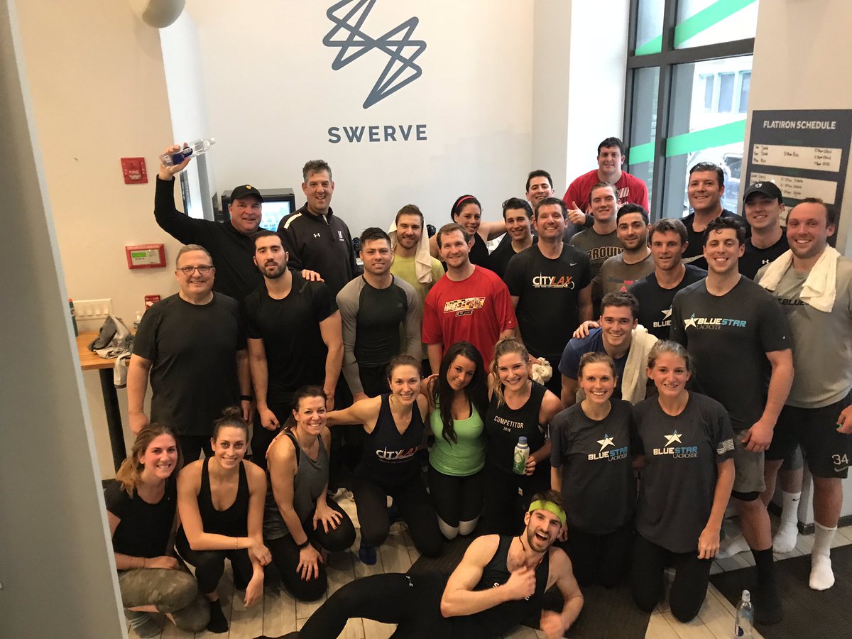 Awesome turnout from the #NYC #lacrosse community to support <a href="/CityLaxNYC/">CityLax</a> at <a href="/SWERVE_Fitness/">SWERVE Fitness</a> #growthegame special shoutout to the late rally from <a href="/BlueStarLax/">Blue Star Lacrosse</a> &amp; <a href="/HamCollMensLax/">Hamilton College Men's Lacrosse</a>