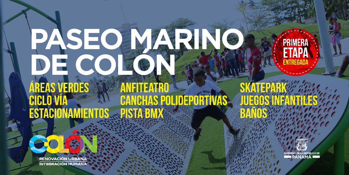 Los colonenses ya empiezan a disfrutar de la comodidad y belleza de los parques, paseos y nuevos espacios como el Paseo Marino. #VamosColón #RenovaciónColón