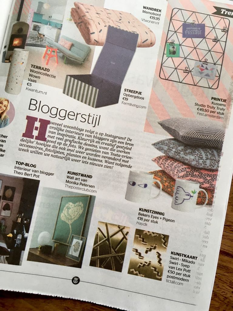 woesvanhaaften's tweet image. LEX POTT‘s Swirl artworks (for Post Modern) in today’s De Telegraaf newspaper ✨ #lexpott #postmoderncollection #bigartsmallsize