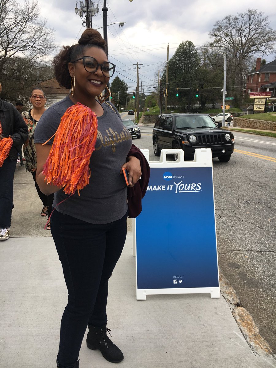 ClaflinUniv1869's tweet photo. #lealandloyal Claflinites supporting the @ClaflinPanthers in Atlanta as Claflin takes a win over @CAU in the first round of the @NCAADII tournament! #Claflin_RYS18 https://t.co/AF0GKOn4mk