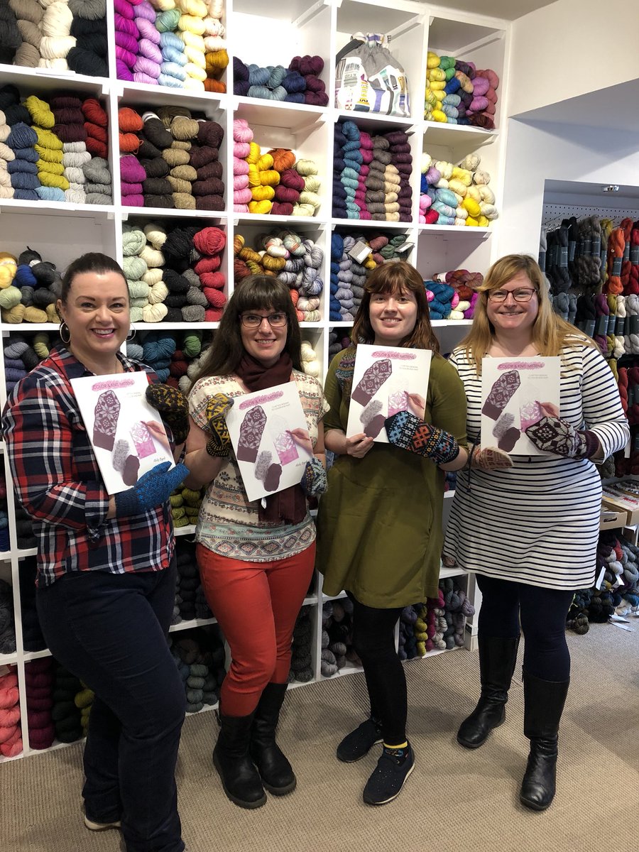 ablackbyrd's tweet photo. Great time @ayarnstory signing books &amp; helping knitters shop. Thank you who came out today! Great seeing my amazing local knitting group!They look great modeling the mittens w/ the book! Thank you @ayarnstory - a wonderful &amp; supportive stockist! #colorknitmittensbook #knitting https://t.co/NFQHn28oP5