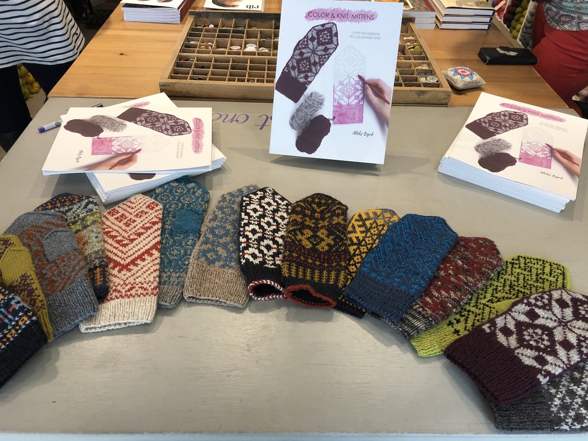 ablackbyrd's tweet photo. Great time @ayarnstory signing books &amp; helping knitters shop. Thank you who came out today! Great seeing my amazing local knitting group!They look great modeling the mittens w/ the book! Thank you @ayarnstory - a wonderful &amp; supportive stockist! #colorknitmittensbook #knitting https://t.co/NFQHn28oP5