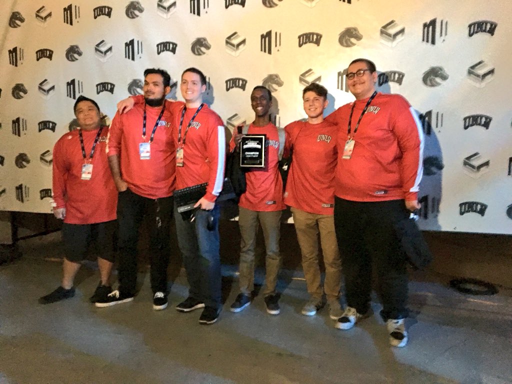 unlv's tweet photo. 🙌🎉 #UNLV’s @8bit_eSports team is the showdown champion in @LeagueOfLegends! 🙌🎉 https://t.co/SAiiTkqRlh