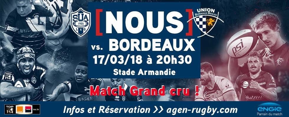 Top14 - 21ème journée : Agen/UBB  DX9PSeOX4AEd8LT