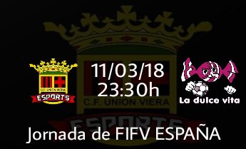 Brawc_Gaming's tweet image. Jornada de @FifvEspana 
3° División.

@UVieraEsports vs @dulcevitacf 

E.Oficial: @CFUNIONVIERA