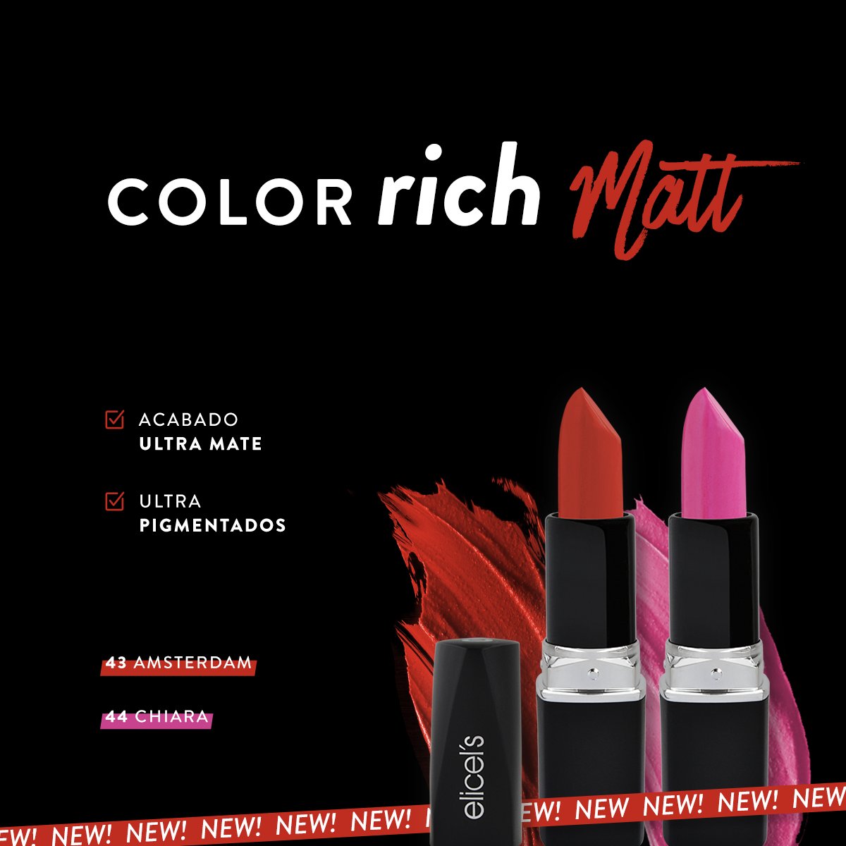 ElicelsMakeup's tweet photo. COLOR RICH MATT ♥
Encontralos 💄43 AMSTERDAM 👄 44 CHIARA
Ultra Pigmentados para un mayor poder #Cubritivo y de larga #Duración con Agentes Humectantes que te hacen ver MAGNIFICA 👑 

En perfumerías y farmacias del país, o en nuestra #TiendaOnline https://t.co/rmleSOXqLc https://t.co/3izpvNxfRY