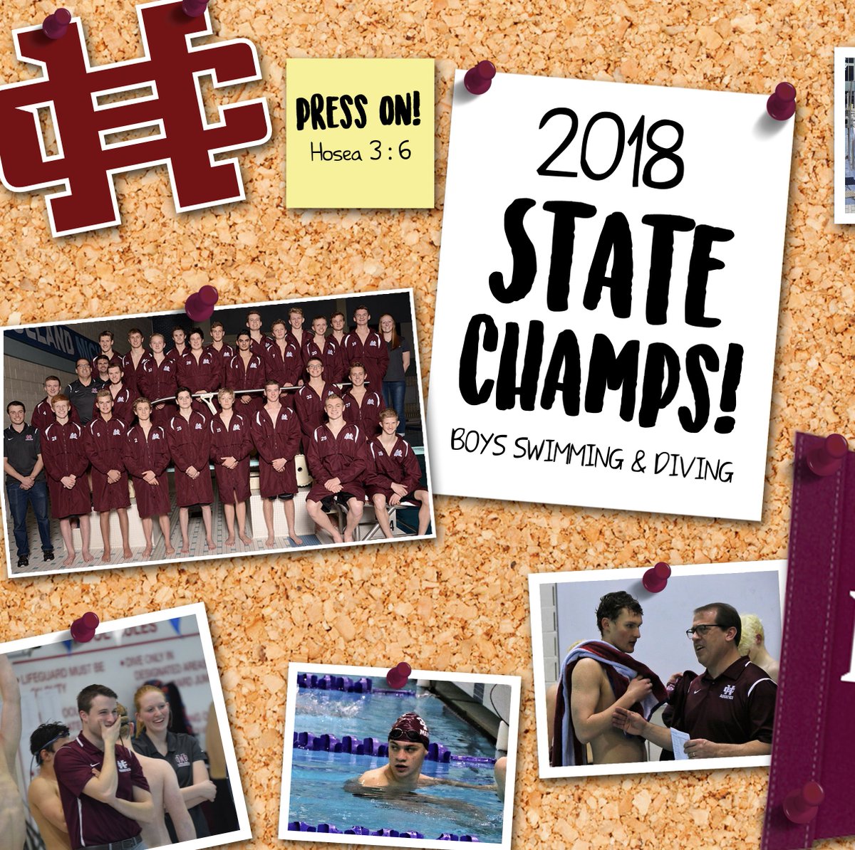 HCsportslive's tweet photo. What a season for Holland Christian Boys Swimming &amp; Diving! Congrats on your State Championship! #GoMaroons @HCaquatics @MaroonsAD 

Hosea 6:3 “Let us acknowledge the Lord; let us press on to acknowledge Him.” https://t.co/IqHhJphHXz
