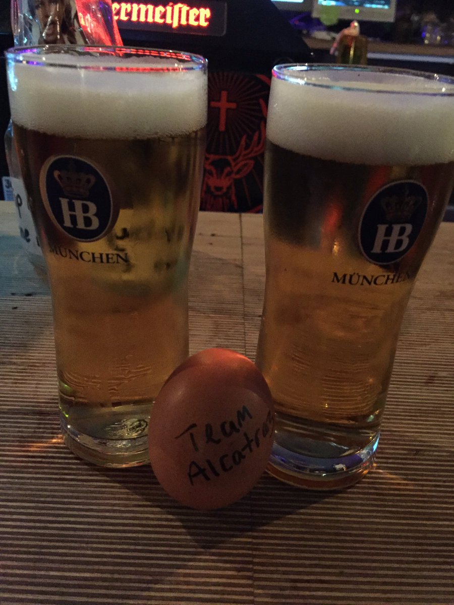 TeamAlcatraz18's tweet photo. Managed to bag ourselves a free room for the night in @wombatshostels Munich, up at 3am for a bus transfer to Memmingen Airport, just time for a quick drink before bed

(N.B. We've genetically modified Ausfahrt the egg and those are 2 full pints)

THANK YOU @wombatshostels!!! https://t.co/Ch6wPBrwRM
