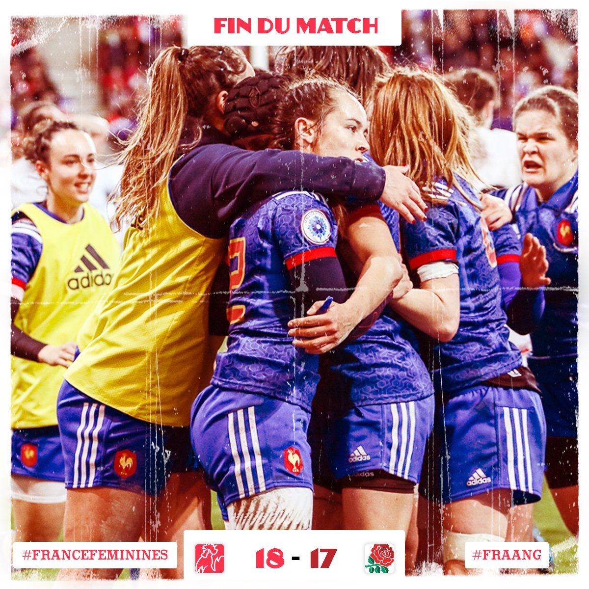 FranceRugby's tweet photo. ELLE L'ONT FAIT !!!! Les Bleues remportent le 2e crunch du jour à la dernière minute devant un Stade des Alpes en feu 🔥 !!! BRAVO LES BLEUES !!! 🇫🇷😍 #FranceFéminines #FRAANG https://t.co/3N7vQ8s98c