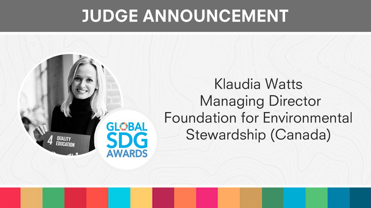 We Are Thrilled To Announce That <a href="/csrKlaudia/">Klaudia Watts</a>, Managing Director at @FESplanet &amp; Lecturer At The <a href="/SchulichSchool/">Schulich School of Business</a> Of Business Will Be Participating As A Judge For The <a href="/globalSDGawards/">Global SDG Awards 🏆</a>! Want To Learn More? Visit Our Website At  bit.ly/2ENVaQi