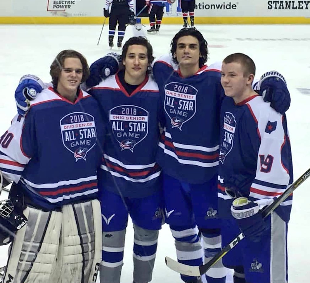 Congrats to the four <a href="/GALancerHockey/">GA Hockey</a> seniors who competed in today’s Senior All-Star Game at Nationawide Arena this morning - Payton Wetzel, Matt Mangel, John Treppo and Trevor Stokes. #GoGA #Seniors2018