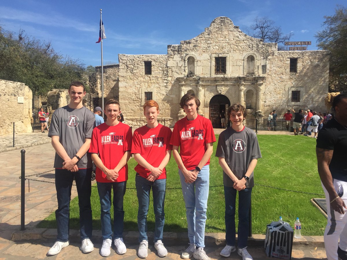 ACrewAllen's tweet image. Remember the Alamo! A-Crew is ready for tonight’s game. Let’s go @AllenEagleBball bring it home!