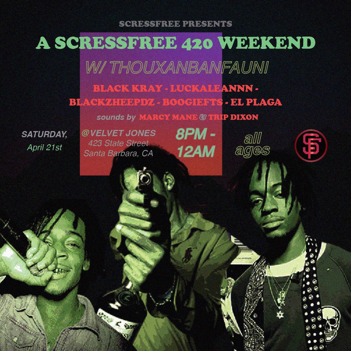 ScressFree's tweet photo. #ScressFree420Weekend
W/ @Thouxanbanfauni & more ❗️
Next month we’re back on the
west coast & were bringing friends 😎
Ticket Link drops
Monday March 12th❗️
Be sure to follow us on Instagram @ScressFree for a chance to win a pair of tickets!
#NextMonth
#ScressFree https://t.co/otUGdZwUTE