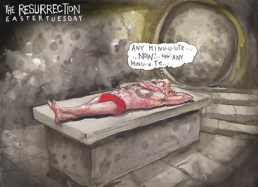 teakingw's tweet image. It’s pretty delicious that 30 #Newspoll losses are due on Easter Sunday and no one will be looking to resurrect Abbott to the leadership anyway #insiders #auspol image credit @roweafr