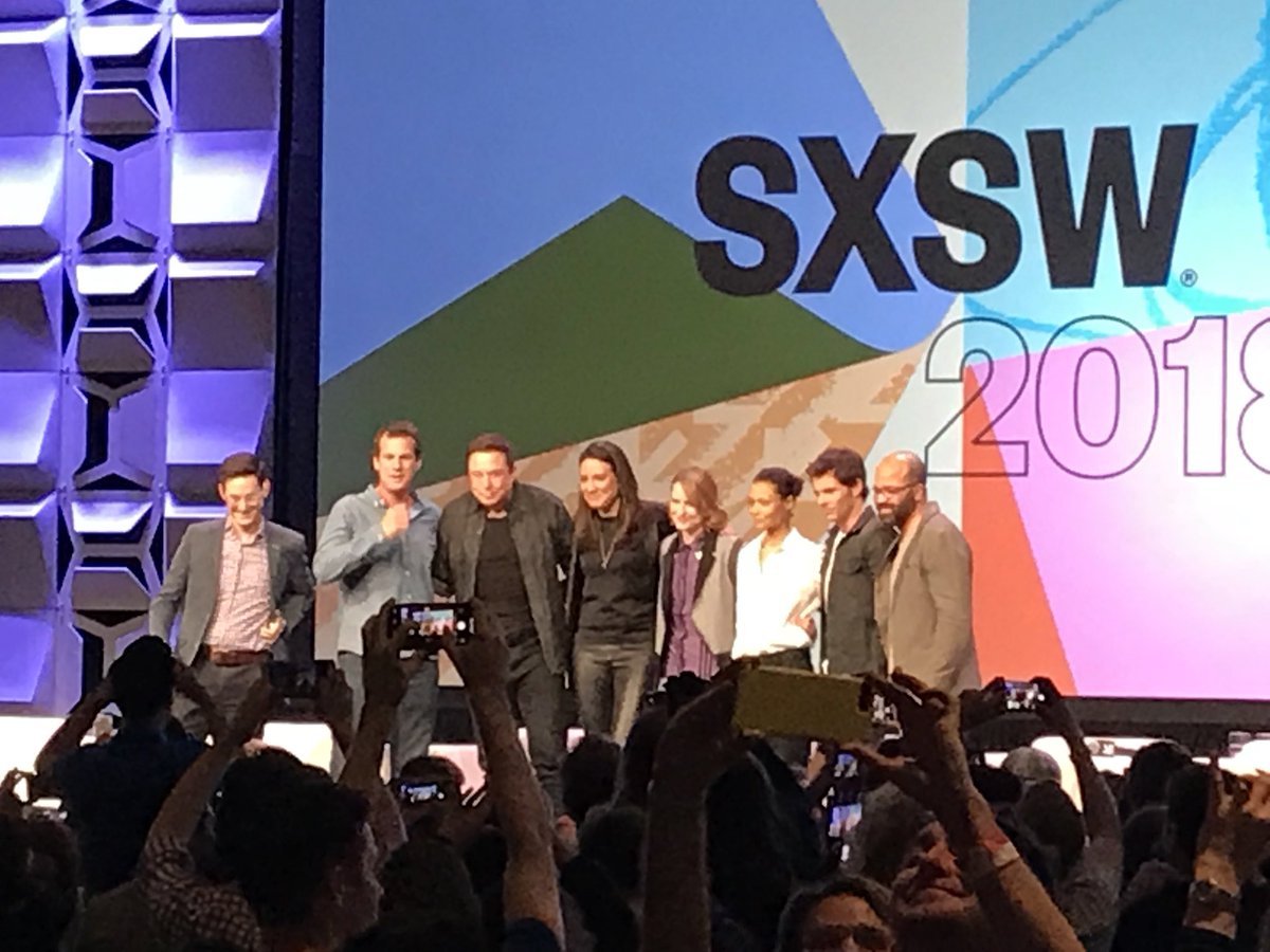 benvh4's tweet photo. Hands down best experience ever at #SXSW - Elon Musk joining the end of the Westworld cast panel!! #mindblown #ExperienceReach https://t.co/7qpA73iksf