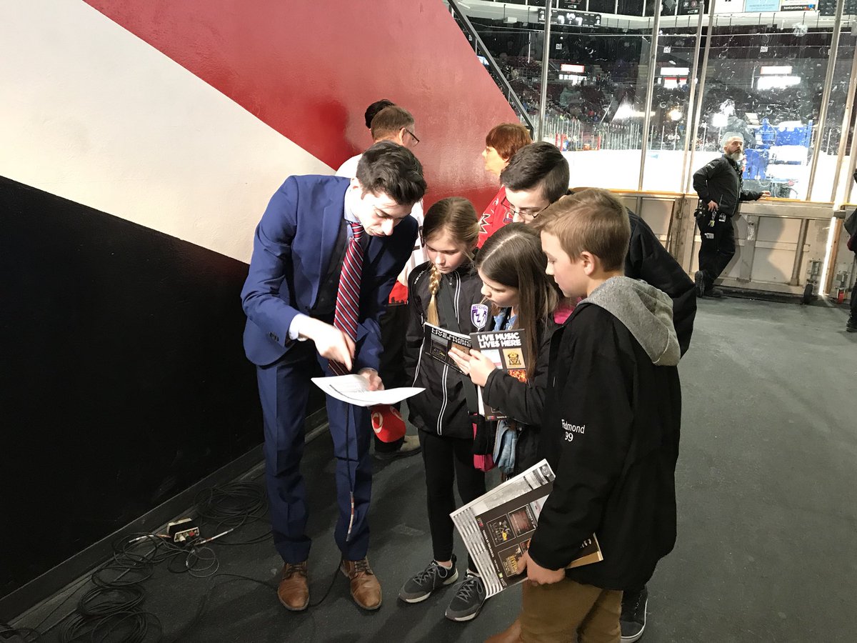 GdotAmiel's tweet photo. Today @Ottawa67sHockey media team member @chrishofley, hosted 4 junior journalists as part of the #50for50 Campaign! They got all-access to TV and Radio broadcasters and will be presenting their game stories on our website Tuesday! #67sCommunity https://t.co/vSRbZzia1W