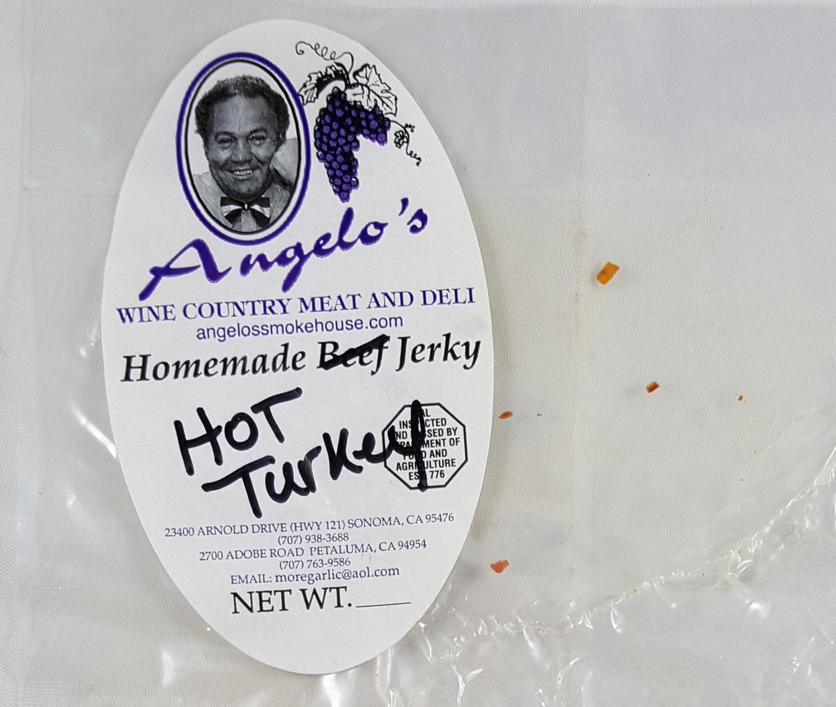 JerkyIngredient's tweet photo. Blast from the Past (2013) - Angelo's hot turkey jerky #angelossmokehouse #beefjerky #jerky #jerkyingredients #beef #craftjerky #gourmetjerky #jerkyaddict #hotjerky #hotturkeyjerky https://t.co/hs1drXYPbl