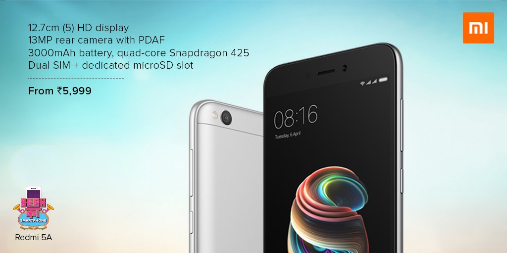 Xiaomi India Redmi 5a Gets its Price back